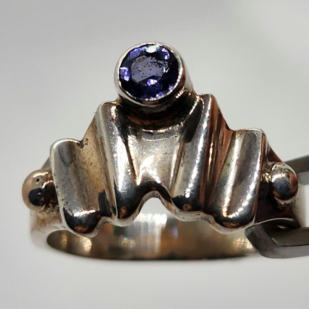Artisan Handmade Tanzanite Sterling Silver Ring Women Size 6 Blue Bohemian Style